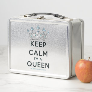 SlipperyJoe's keep calm queen polished silver crow Metal Lunch Box