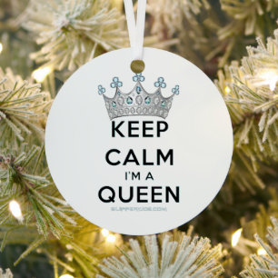 SlipperyJoe's keep calm queen polished silver crow Metal Ornament