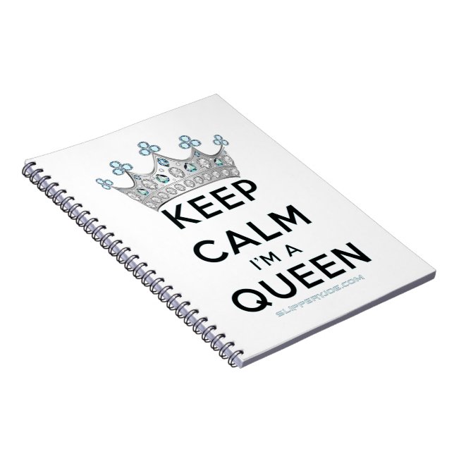 SlipperyJoe's keep calm queen polished silver crow Notebook (Right Side)