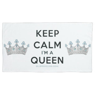 SlipperyJoe's keep calm queen polished silver crow Pillowcase