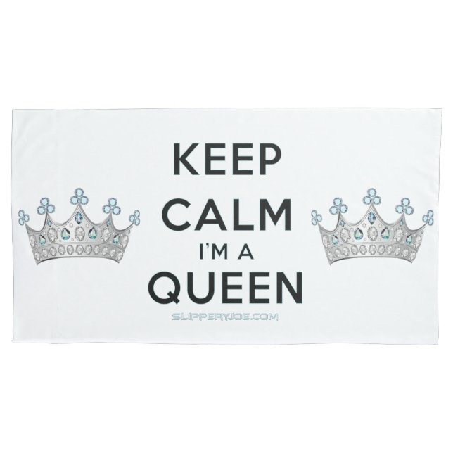 SlipperyJoe's keep calm queen polished silver crow Pillowcase (Front)