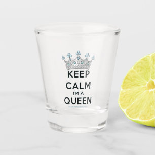SlipperyJoe's keep calm queen polished silver crow Shot Glass