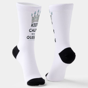 SlipperyJoe's keep calm queen polished silver crow Socks