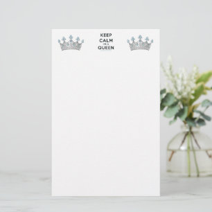 SlipperyJoe's keep calm queen polished silver crow Stationery