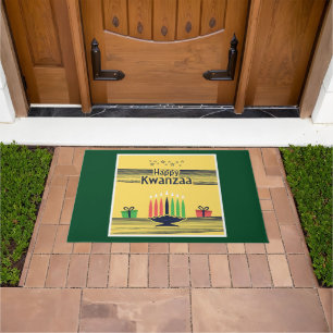 SlipperyJoe's Kwanzaa warm celebratory tone tradit Doormat
