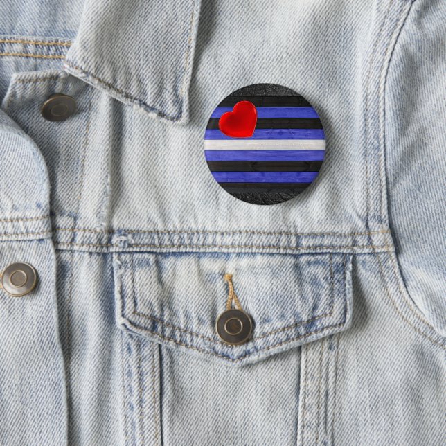 SlipperyJoe's leather pride flag black royal blue  2 Inch Round Button (In Situ)