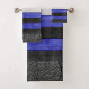 SlipperyJoe's leather pride flag black royal blue  Bath Towel Set