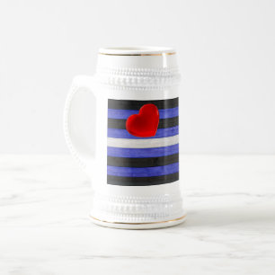 SlipperyJoe's leather pride flag black royal blue Beer Stein