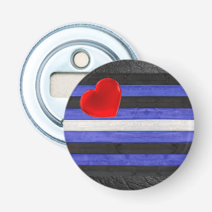 SlipperyJoe's leather pride flag black royal blue Bottle Opener