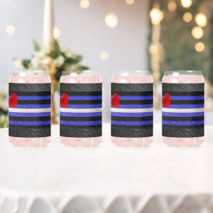 SlipperyJoe's leather pride flag black royal blue  Can Glass