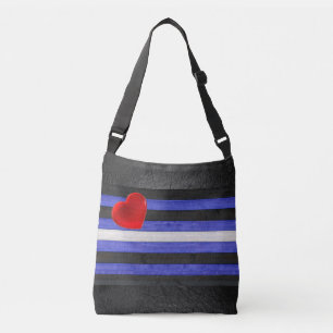 SlipperyJoe's leather pride flag black royal blue  Crossbody Bag