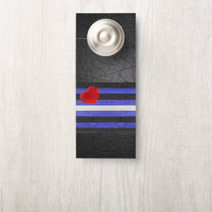 SlipperyJoe's leather pride flag black royal blue Door Hanger