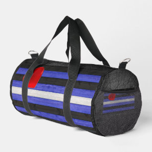 SlipperyJoe's leather pride flag black royal blue  Duffle Bag