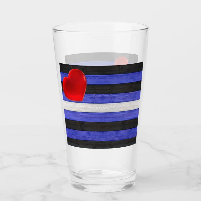 SlipperyJoe's leather pride flag black royal blue  Glass (Front)