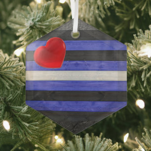 SlipperyJoe's leather pride flag black royal blue  Glass Ornament