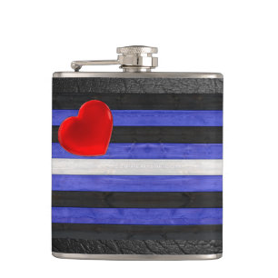 SlipperyJoe's leather pride flag black royal blue  Hip Flask