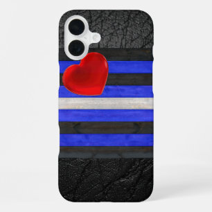 SlipperyJoe's leather pride flag black royal blue iPhone 16 Plus Case