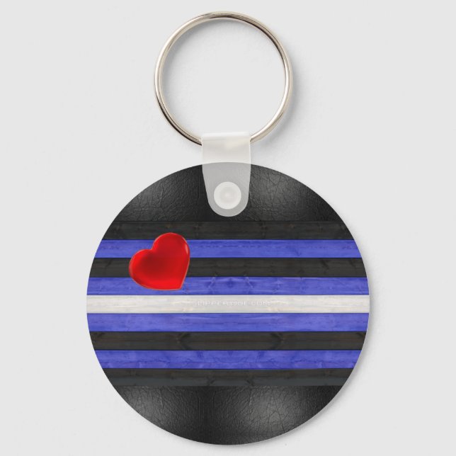 SlipperyJoe's leather pride flag black royal blue  Keychain (Front)