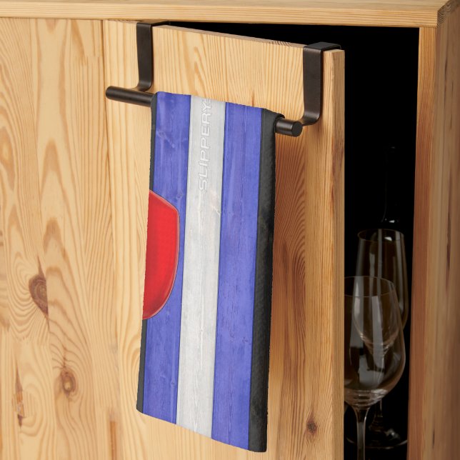 SlipperyJoe's leather pride flag black royal blue  Kitchen Towel (Thirds Fold)