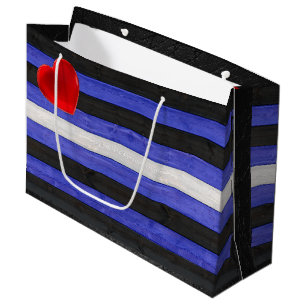 SlipperyJoe's leather pride flag black royal blue  Large Gift Bag