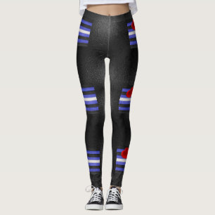 SlipperyJoe's leather pride flag black royal blue Leggings