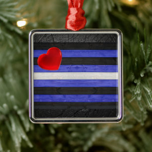 SlipperyJoe's leather pride flag black royal blue  Metal Ornament
