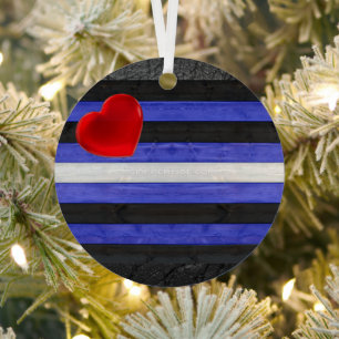 SlipperyJoe's leather pride flag black royal blue  Metal Ornament