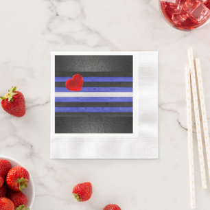 SlipperyJoe's leather pride flag black royal blue  Napkin