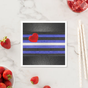 SlipperyJoe's leather pride flag black royal blue Napkin