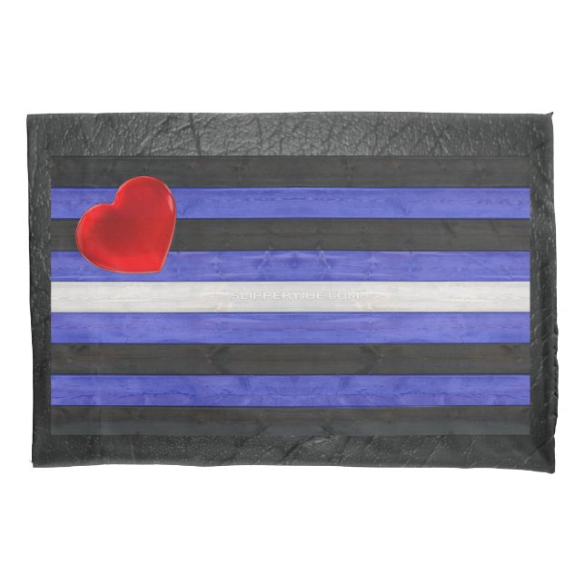 SlipperyJoe's leather pride flag black royal blue  Pillowcase (Front)