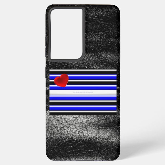 SlipperyJoe's leather pride flag black royal blue  Samsung Galaxy S21 Ultra Case (Back)