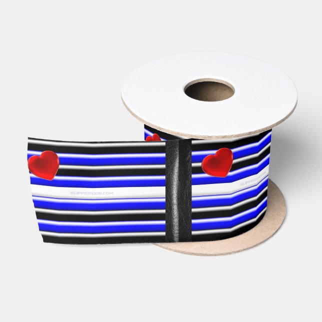 SlipperyJoe's leather pride flag black royal blue  Satin Ribbon (Spool)