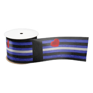 SlipperyJoe's leather pride flag black royal blue  Satin Ribbon