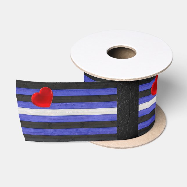 SlipperyJoe's leather pride flag black royal blue  Satin Ribbon (Spool)