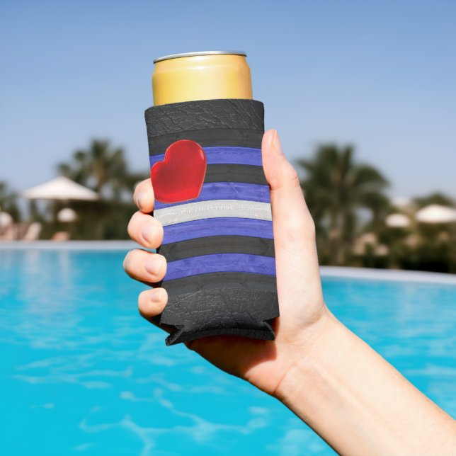 SlipperyJoe's leather pride flag black royal blue  Seltzer Can Cooler (In Situ Pool)
