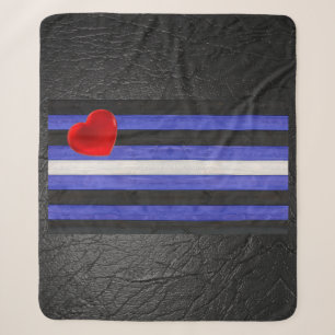 SlipperyJoe's leather pride flag black royal blue Sherpa Blanket