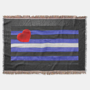 SlipperyJoe's leather pride flag black royal blue Throw Blanket