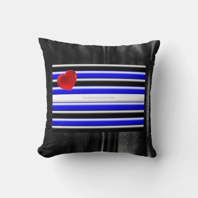 SlipperyJoe's leather pride flag black royal blue  Throw Pillow (Front)