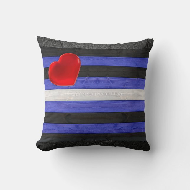 SlipperyJoe's leather pride flag black royal blue  Throw Pillow (Front)