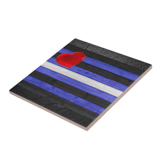 SlipperyJoe's leather pride flag black royal blue  Tile (Side)