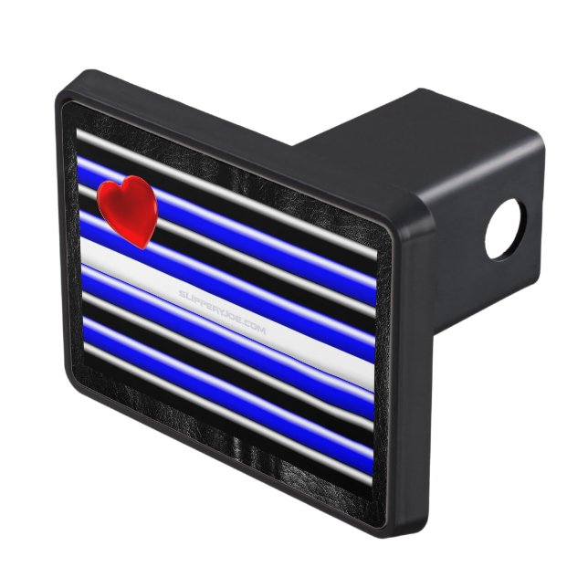 SlipperyJoe's leather pride flag black royal blue  Trailer Hitch Cover (Top Right)