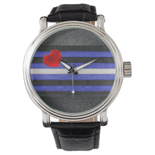 SlipperyJoe's leather pride flag black royal blue Watch