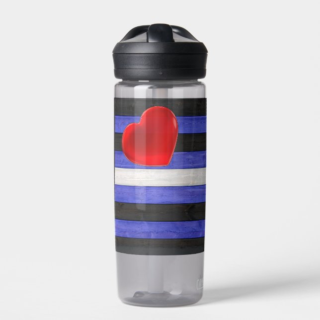 SlipperyJoe's leather pride flag black royal blue  Water Bottle (Front)