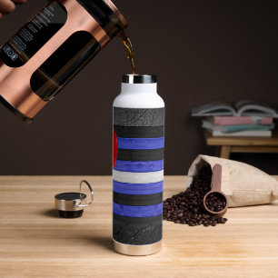 SlipperyJoe's leather pride flag black royal blue  Water Bottle