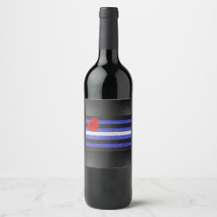 SlipperyJoe's leather pride flag black royal blue  Wine Label
