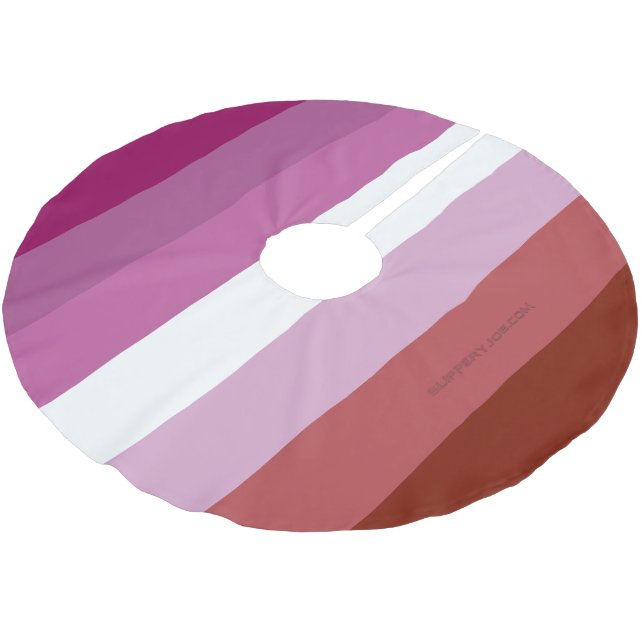SlipperyJoe's lesbian pride flag feminine communit Brushed Polyester Tree Skirt (Angled)