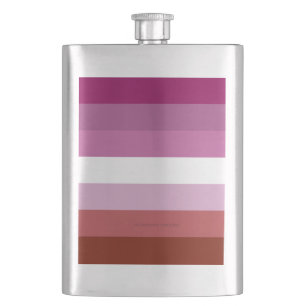 SlipperyJoe's lesbian pride flag feminine communit Hip Flask