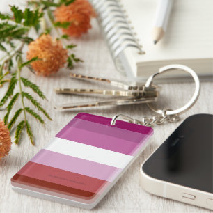 SlipperyJoe's lesbian pride flag feminine communit Keychain