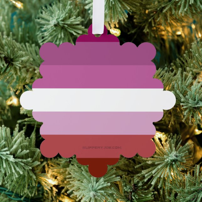 SlipperyJoe's lesbian pride flag feminine communit Ornament Card (Insitu (Tree))