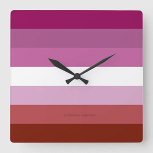 SlipperyJoe's lesbian pride flag feminine communit Square Wall Clock